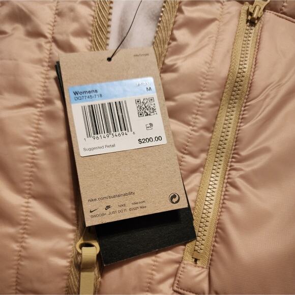Nike Tech Pack Therma-Fit Quilted Long Jacket Coat‎ Beige Women's Medium New - Picture 4 of 11